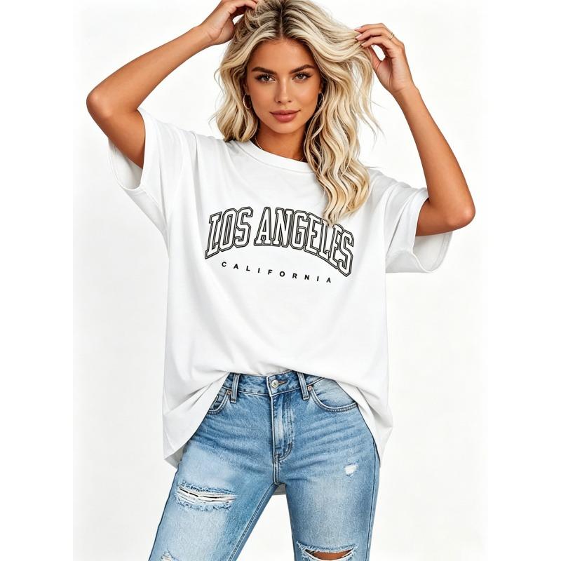 Womens Crewneck Short Sleeve T-Shirt Tops ,Printed T-shirt Solid Basic Tee,Oversized T-Shirts,Pure Cotton