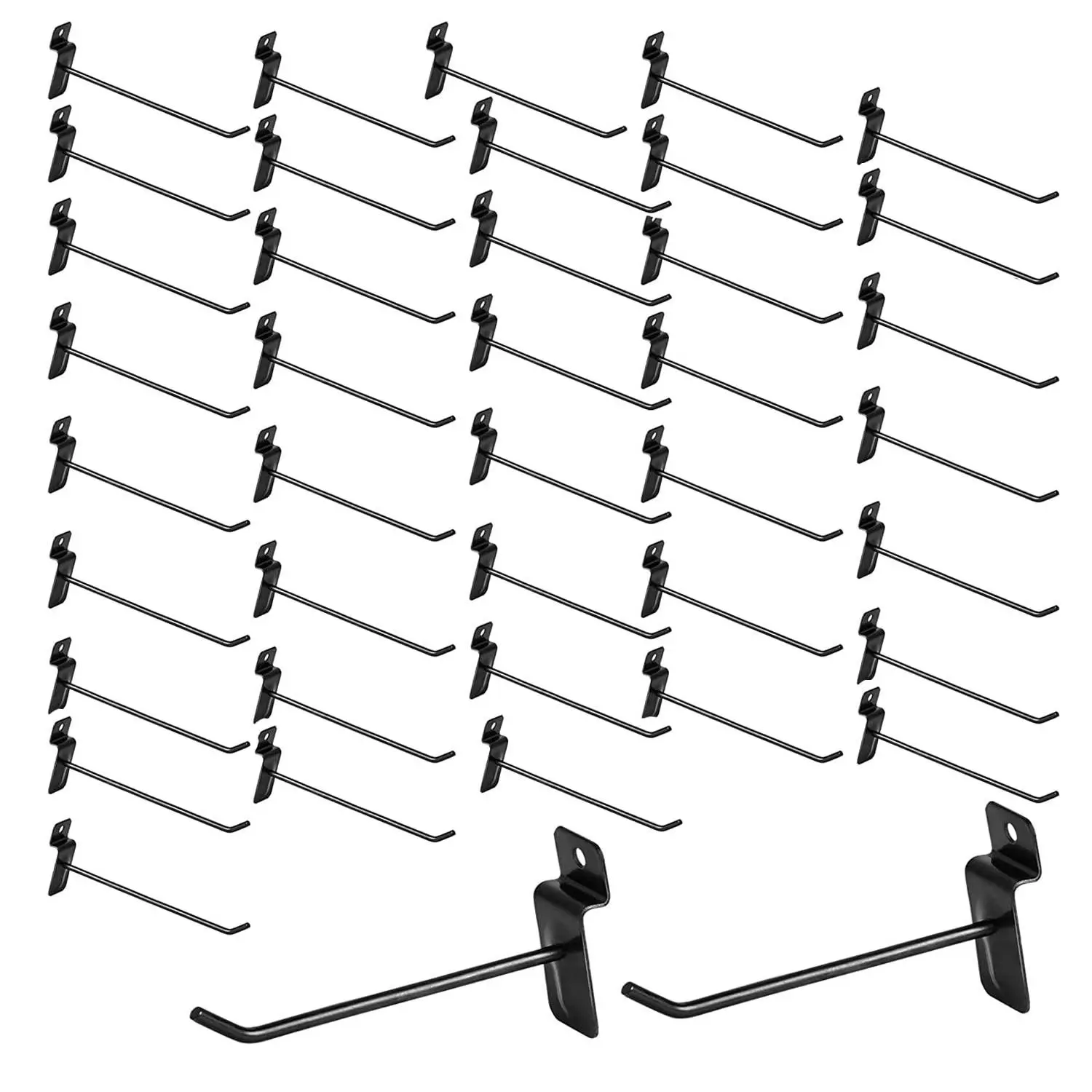 100 Pack 4 inch Slatwall Hooks, Black | Slat Wall Hanging Hook,Panel Display Hooks for Retail and Exhibition Products