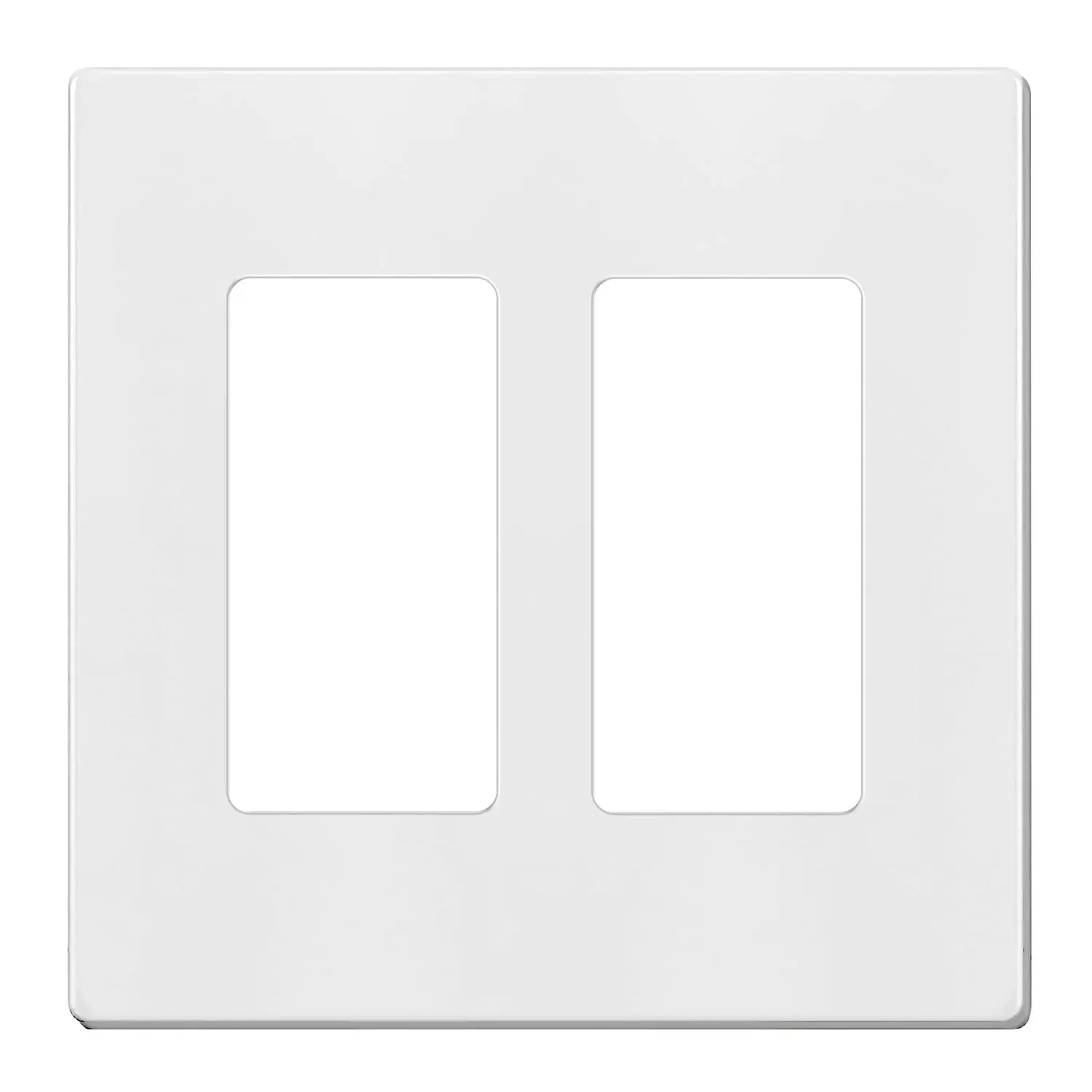 Decorator Light  or Receptacle Outlet Wall Plate 2-Gang, Standard Size Unbreakable Polycarbonate, Screwless  Outlet Plate Electric GFCI Cover UL listed (2 gang screwless white 1pack)