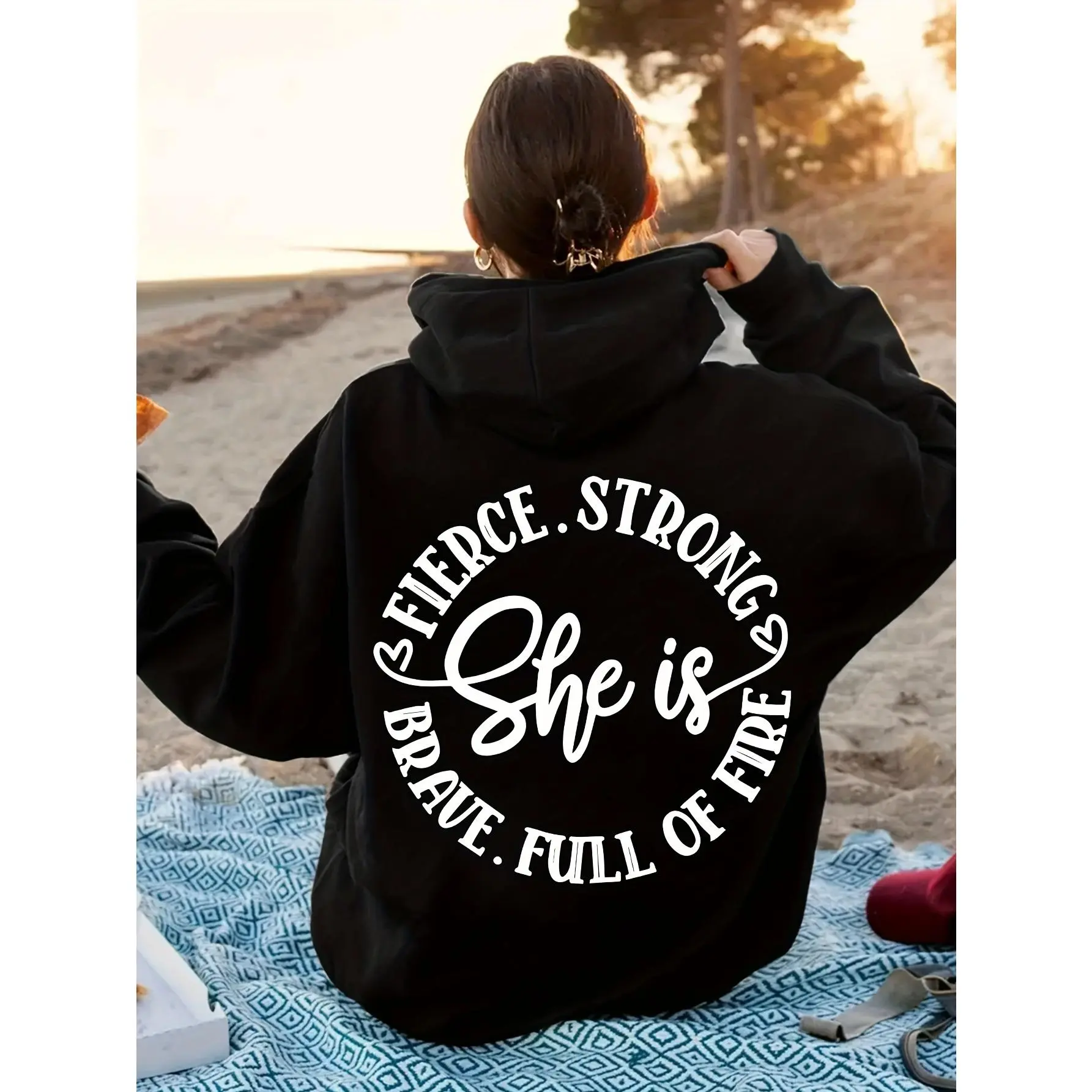 Letter Print Kangaroo Pocket Hoodie, Casual Long Sleeve Drawstring Hooded Sweatshirt, Women's Clothing