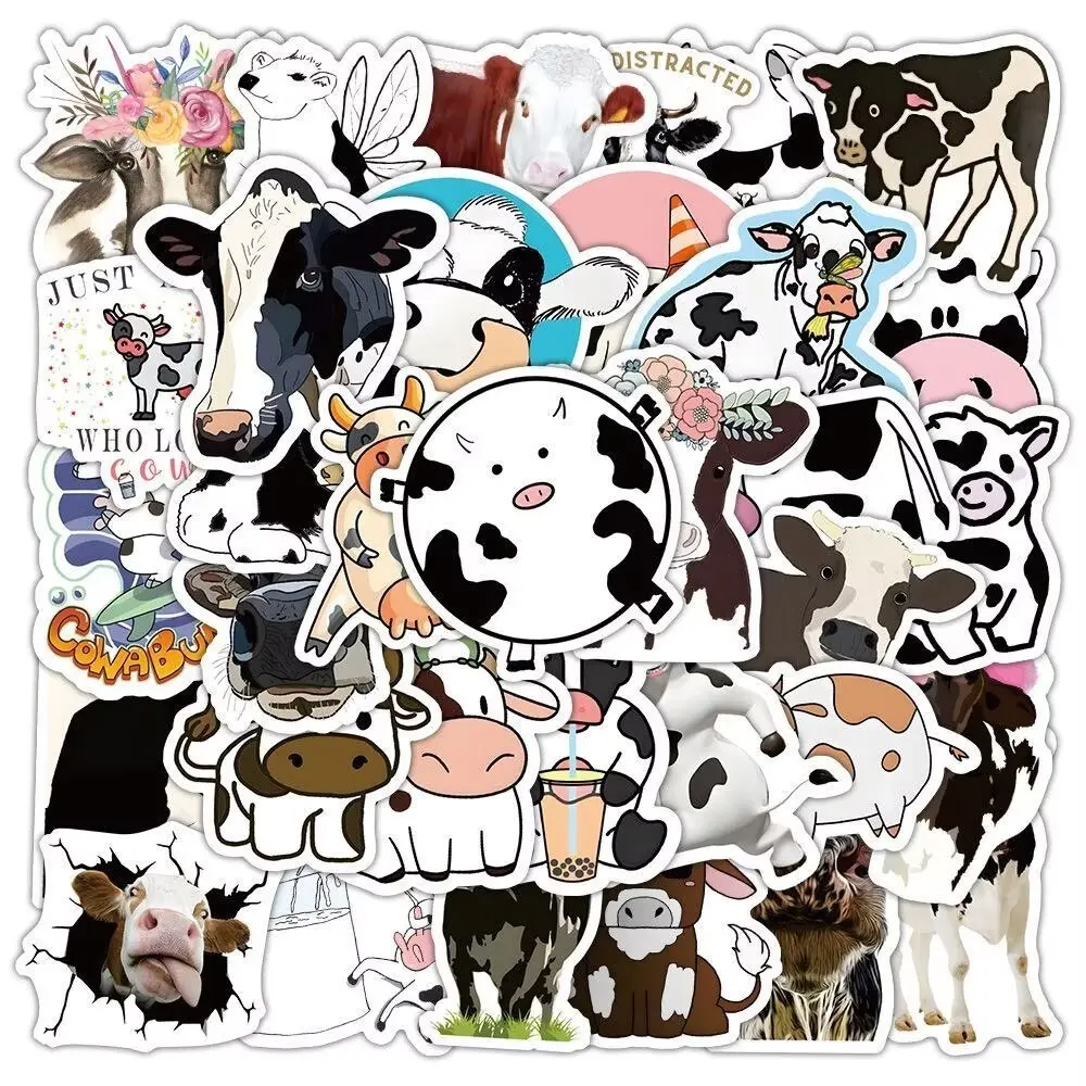60pcs Spotted Cow Scrapbooking Stickers, Cute Animal Design, High-Quality Creative Planner Decorations, Desktop Wall Art, Perfect for DIY Projects
