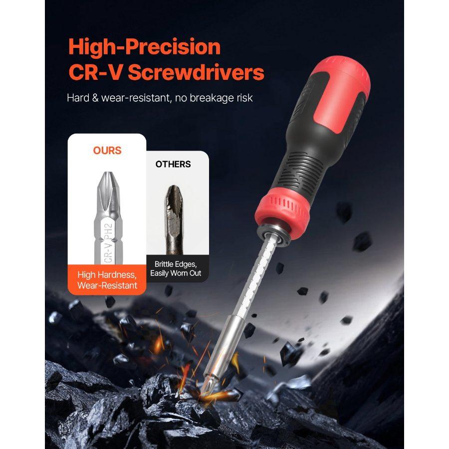 VEVOR Screwdriver Set, 13 in 1 Magnetic Multi Bit Mini Nut Driver Set, Phillips, Flat Head, Torx, Square Bits for Men, Manual Precision Repair Tool Kit for Sockets, Furniture, Home Appliances, Cars