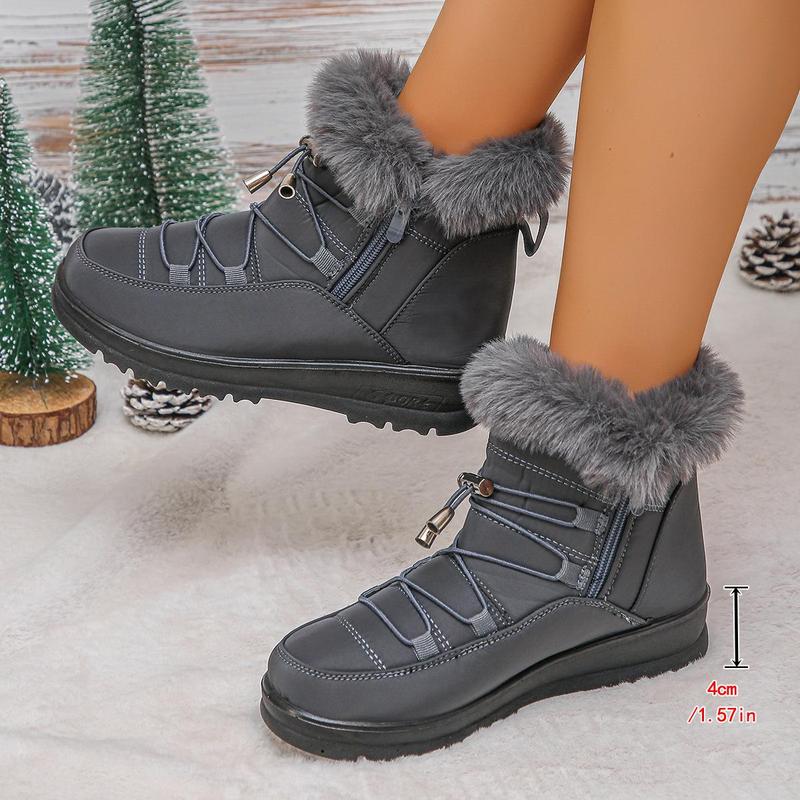 Womens Snow Boots Winter Shoes Warm Fur Lined Lining Ankle Booties Waterproof Comfortable Slip On Outdoor Boots for Women Black Footwear