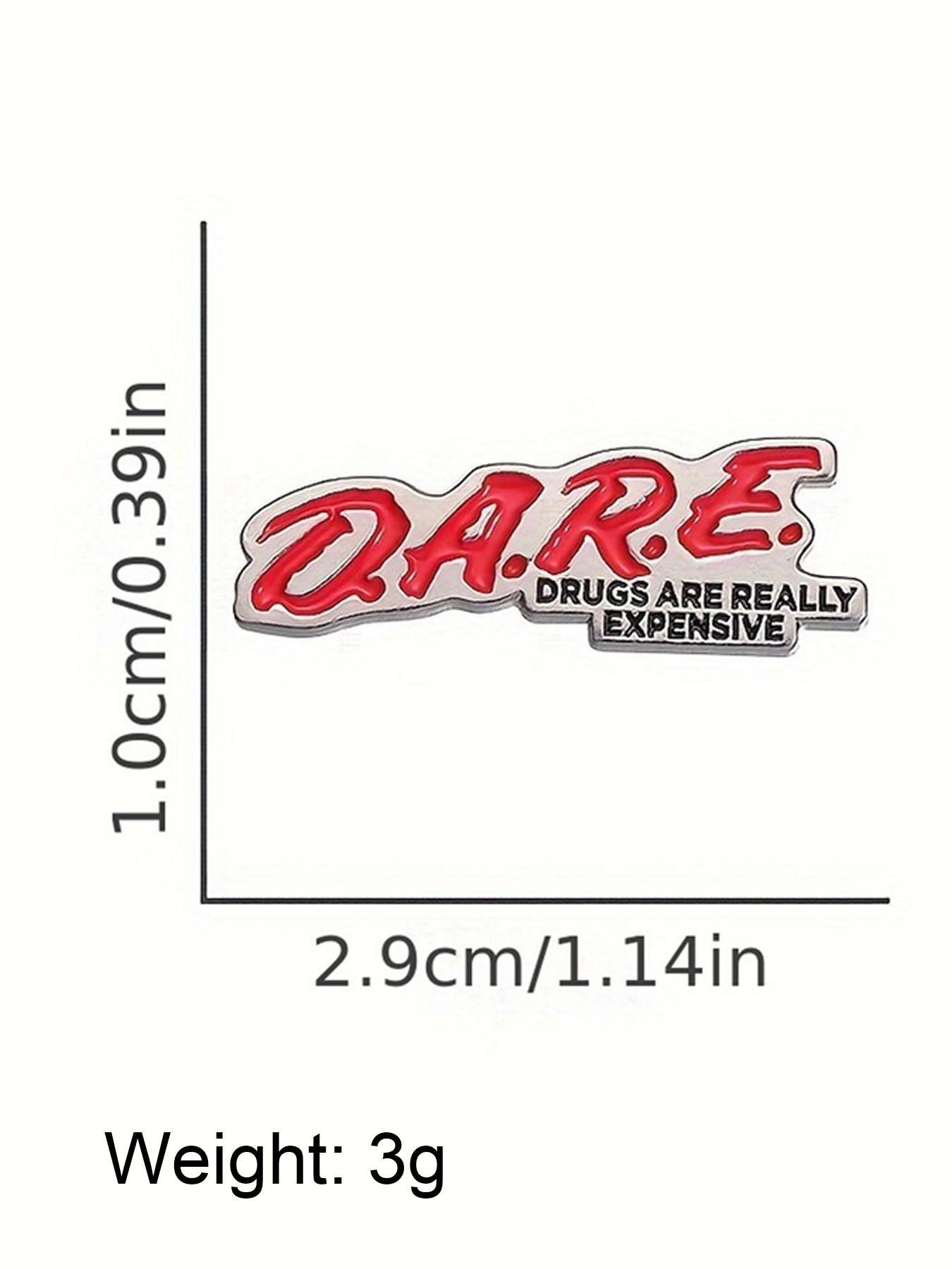 Dare Enamel Pin, Geometric Lettering Metal Brooch, Fashion Accessory for Clothing and Bags, Simple Punk Style Badge