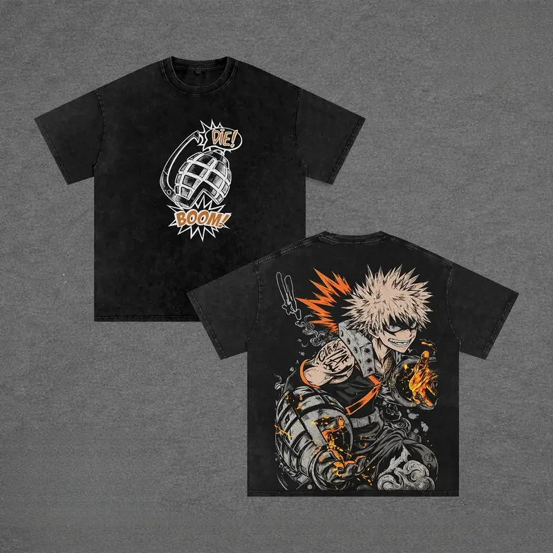 Bakugo Explosion Quirk   Katsuki Bakugo My Hero Academia Anime T-Shirt   MHA Bakugo Manga Streetwear Shirt Hoodie   Vintage Washed Oversized Anime  T-Shirt   My Hero Academia Bakugo Anime Fan Gift Streetwear Top unisex graphic distressed tee family friend