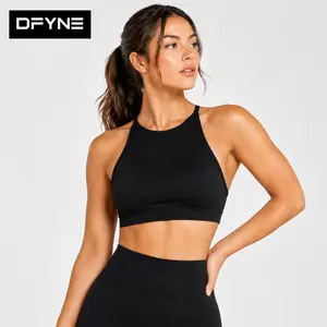 DFYNE Women Cross Back Padded   Open Back Workout Yoga Gym Fitness  Casual Activewear Top dynamic backless   outdoor activity crop shop boutique form set print cute active wear strap high impact supports sports bra layered sporty swimwear 3 in 1 ribbed be