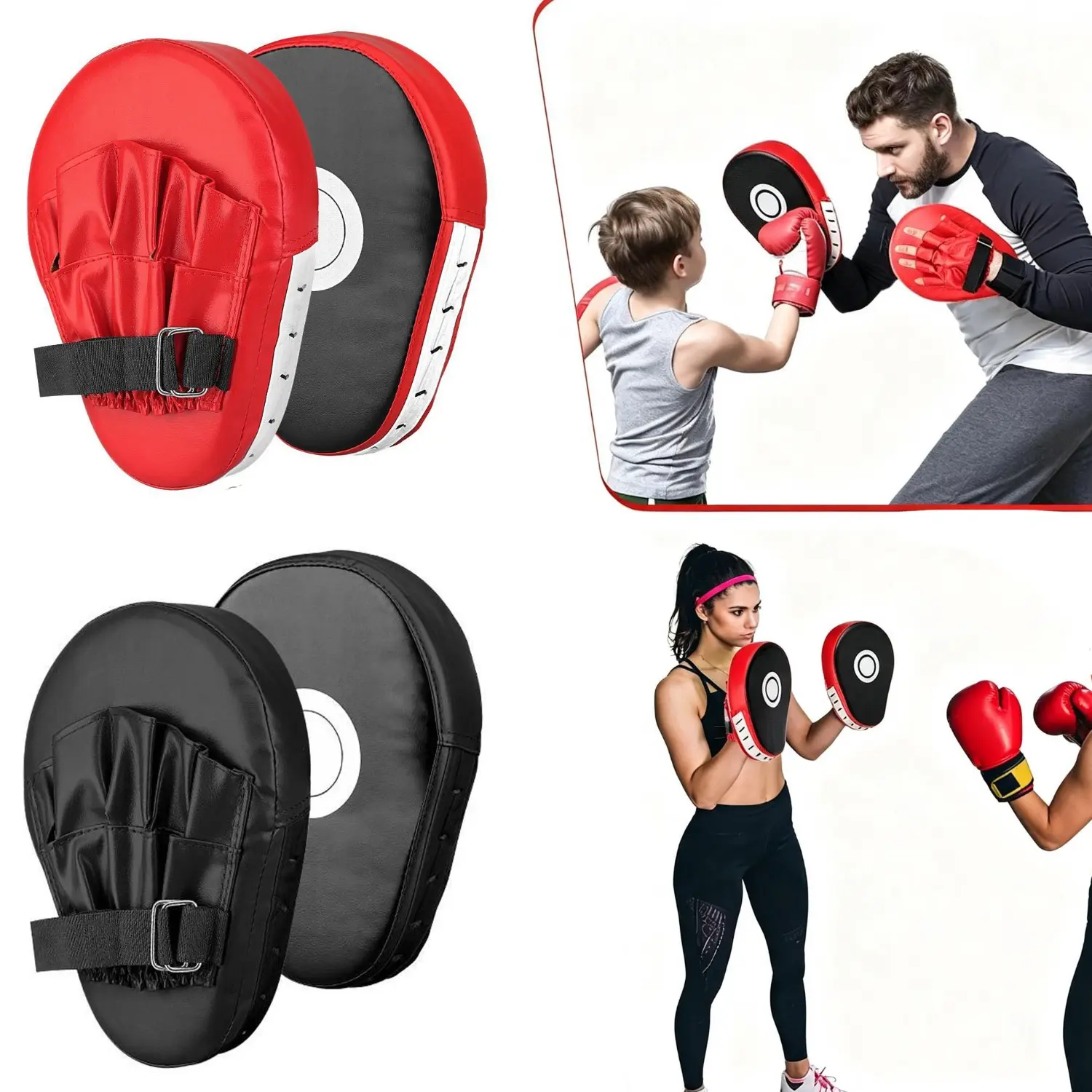 1pcs Curved Boxing Hand Target Boxing Mitts Training Boxing Target Pads/Gloves, Martial Arts for Youth Men Women Trainer Boxing/Muay Thai Practice(thickened PU)Adjustable Strap 5-Finger Design