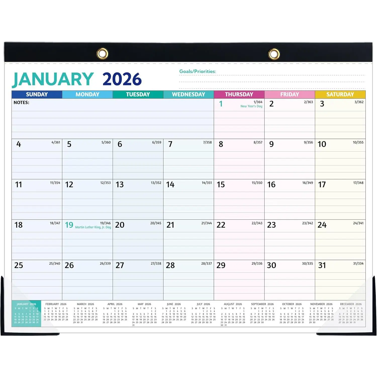 2026 Desk Calendar – Jan 2026 – Dec 2026, 12 Monthly Calendar, Large Desk Calendar 2026, 14.6’’ x 11.5’’,  Desk/Wall Calendar with To-do Lists, Desk Pad, Ruled Blocks, Corner Protectors