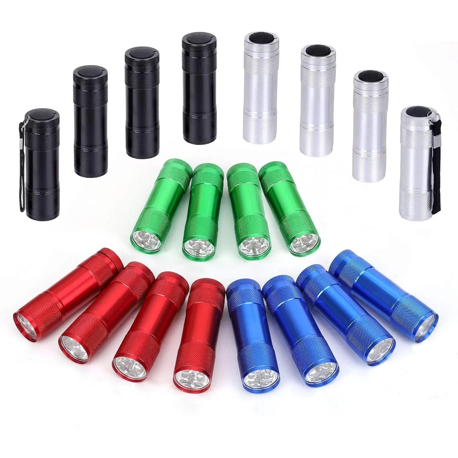 20-Pack Aluminum 6-LED Mini Flashlights Set with AAA Batteries Included, Lanyards, Bulk Holiday GiftsGift