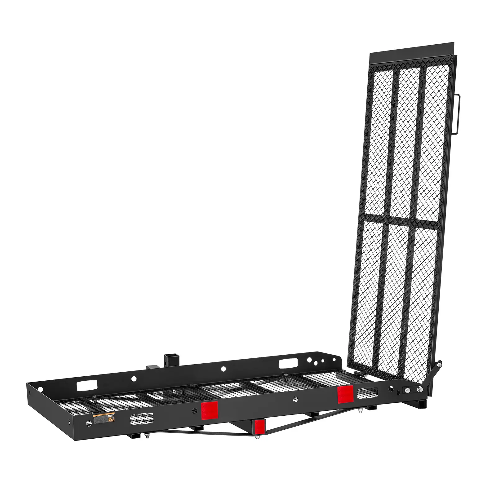 Hitch Mount Wheelchair Carrier Height Adjustable, 500LBS Steel Mobility Scooter Carrier Cargo Basket with Folding Ramp & Stabilizer Kit, Fits 2" Hitch Receiver for Truck SUV Car, 48" x 28"