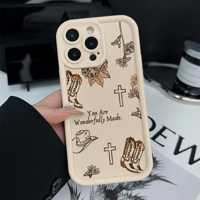 Western Religion Pattern TPU Phone Case for iPhone 17 15 16 14 Pro Max 13 12 11 XR XS Plus Air E Shockproof Drop Protection Rugged Durable Silicone Cover Cellphone Protective Casing