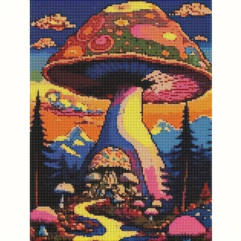 Mushroom Pattern DIY Artificial Diamond Art Colorful Painting Without Frame, Creative Wall Hanging Decoration Toy, Cartoon Housewarming Gift