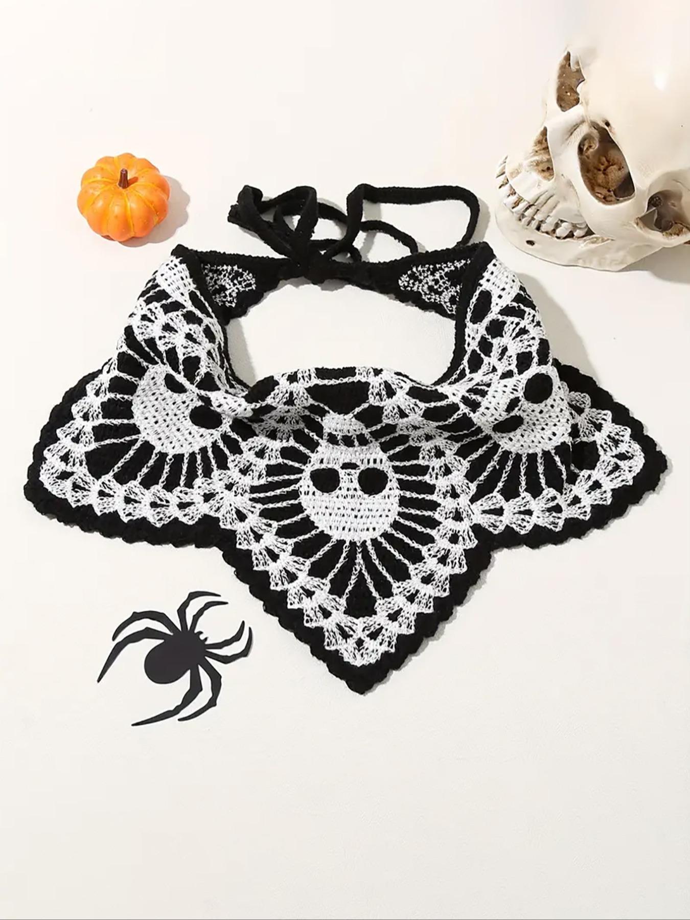 Halloween Themed Skull Embroidery Crochet Hair Band, Cute Scary Hair Band for Women & Girls, Fashion Hair Accessories for Party, Daily Clothing Decor, Holiday, Boho