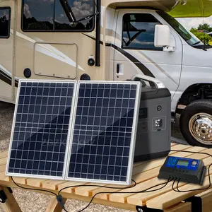 2PC 20W Portable Solar Panel Kit with Controller, Outdoor Solar Charger for Power Banks, Phones, Camping, Hiking, Car, Boat & Monitoring Devices