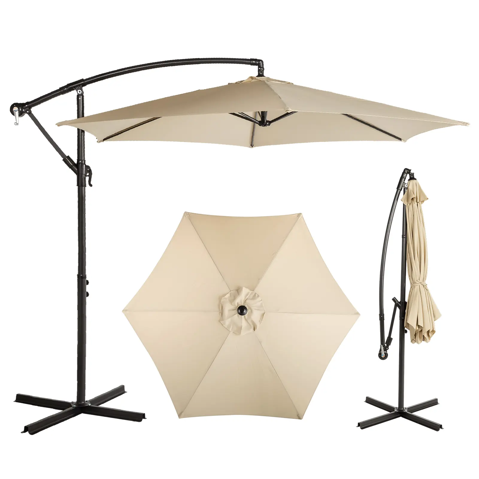 10FT Round Banana Patio Umbrella – Ideal for Patio, Garden, Deck & Poolside – UPF 50+ UV Protection, Water Repellent, 60° Adjustable Tilt & Easy Crank Lift