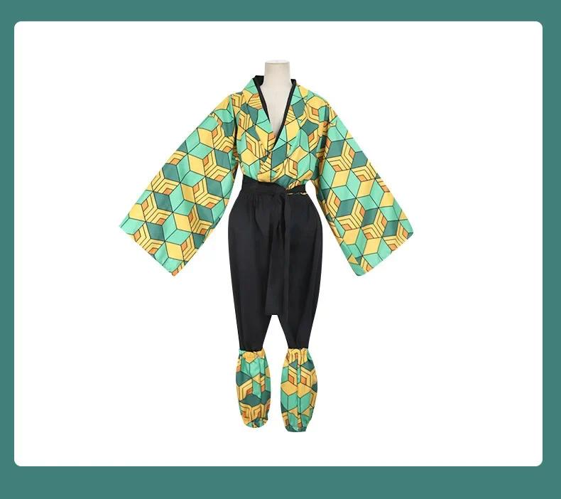 Demon Slayer Sabito Anime Cosplay Costume Kimetsu No Yaiba Sabito for Men Women wigs Halloween Party Role Play Props # 1 # W.