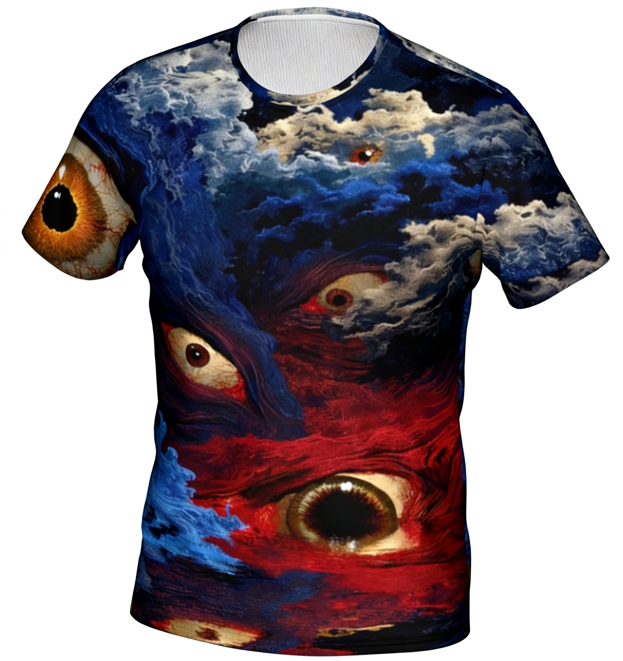 Eye of Chaos Dark Cthulhu Summer Full-Print Short-Sleeve 3D Printed T-Shirt Unisex Outdoor Comfortable Top Party Clothes Couple Pattern Gift for Friends