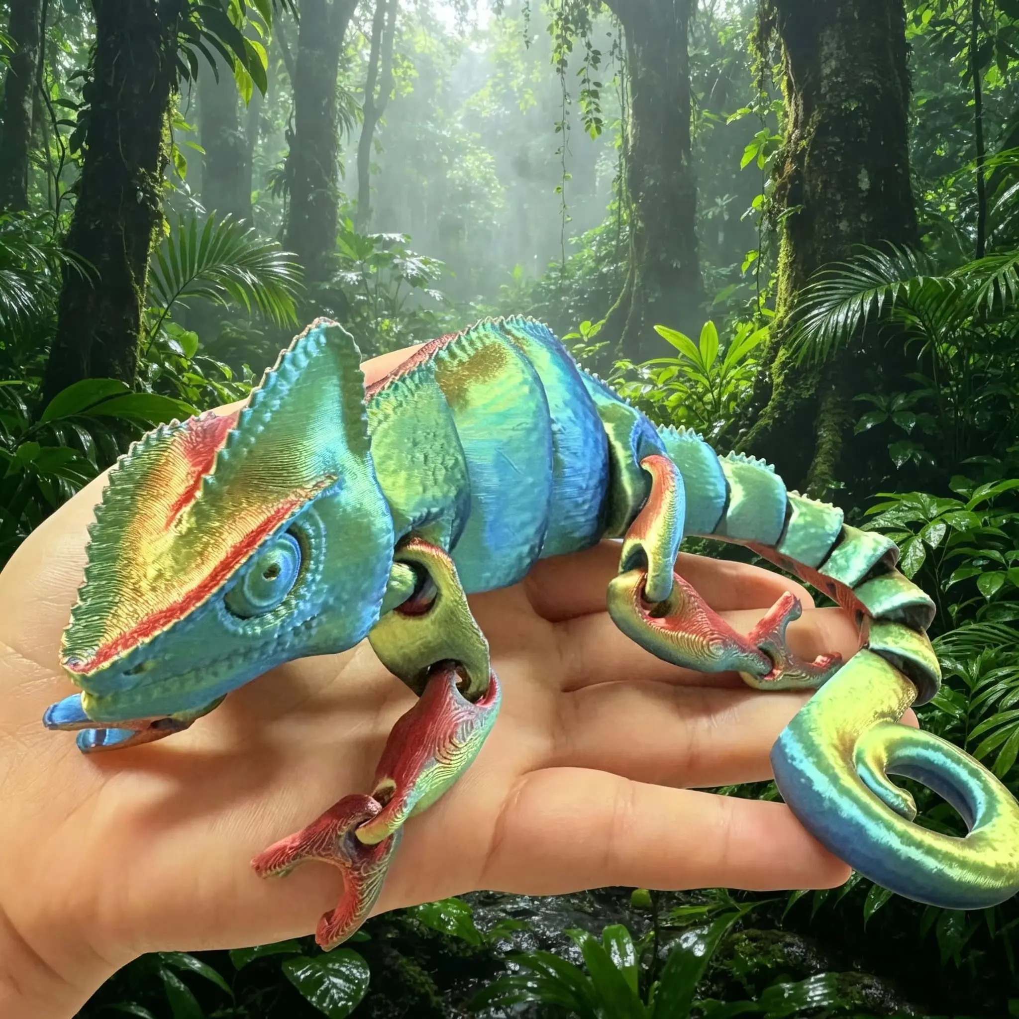 Articulated Chameleon Lizard,3D Printed Lizard Decor,Cute Flexible Reptile Desk Companion,Gift for Friends,Car Dashboard Decor