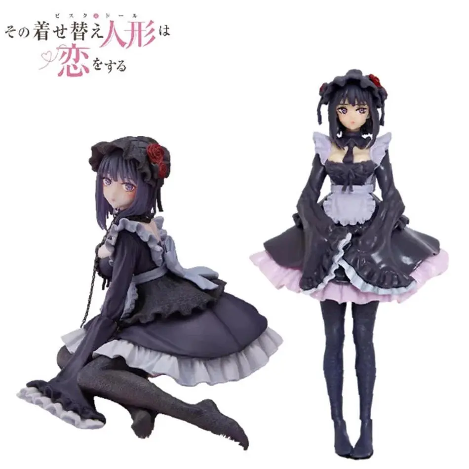 2pcs My Dress-Up Darling PVC Anime Figures - Kitagawa Marin Black Maid Costume, Shizuku Kuroe Character Doll Action Figures, Collectible Decorative Model Toys for Anime Fans