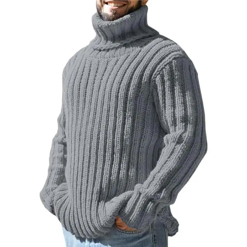 Mens Sweaters Turtleneck Cable Knitted Pullover Long Sleeve Fit Chunky Casual Fall Winter Warm Cardigans
