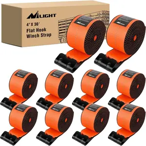 Nilight Truck Straps 4”×30’ Orange Heavy Duty Winch Straps with Flat Hook Break Strength 16800LBS WLL 5400LBS Cargo Straps for Flatbeds Trucks Trailers Farms Tree Saver Automotive fathersdaygift