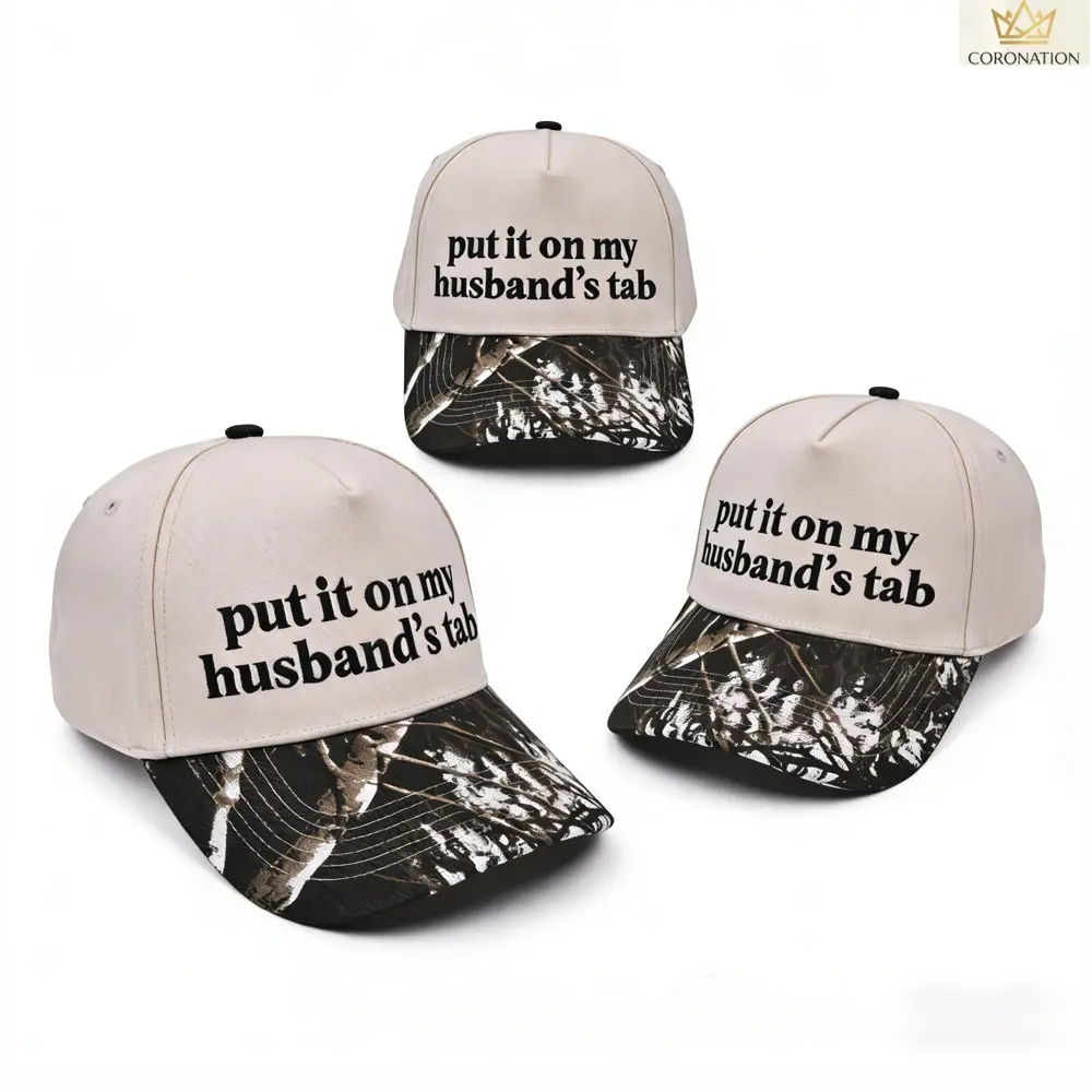 Unisex Adjustable Cotton Couple Humor Dad Hat - "Put It On My Husband's Tab" Embroidered Baseball Cap, Funny Novelty Couple Gift for Everyday Wear, Outdoor Events, Adjustable Cap