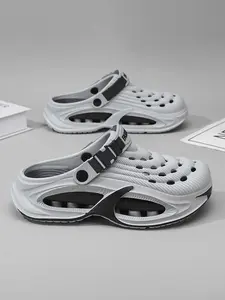 Men's Mecha-Style Thick-Soled Two-Way Clogs, Adjustable Breathable Non-Slip Closed-Toe Slides, Summer Soft-Soled Beach Shoes for Indoor & Outdoor Wear, Footwear