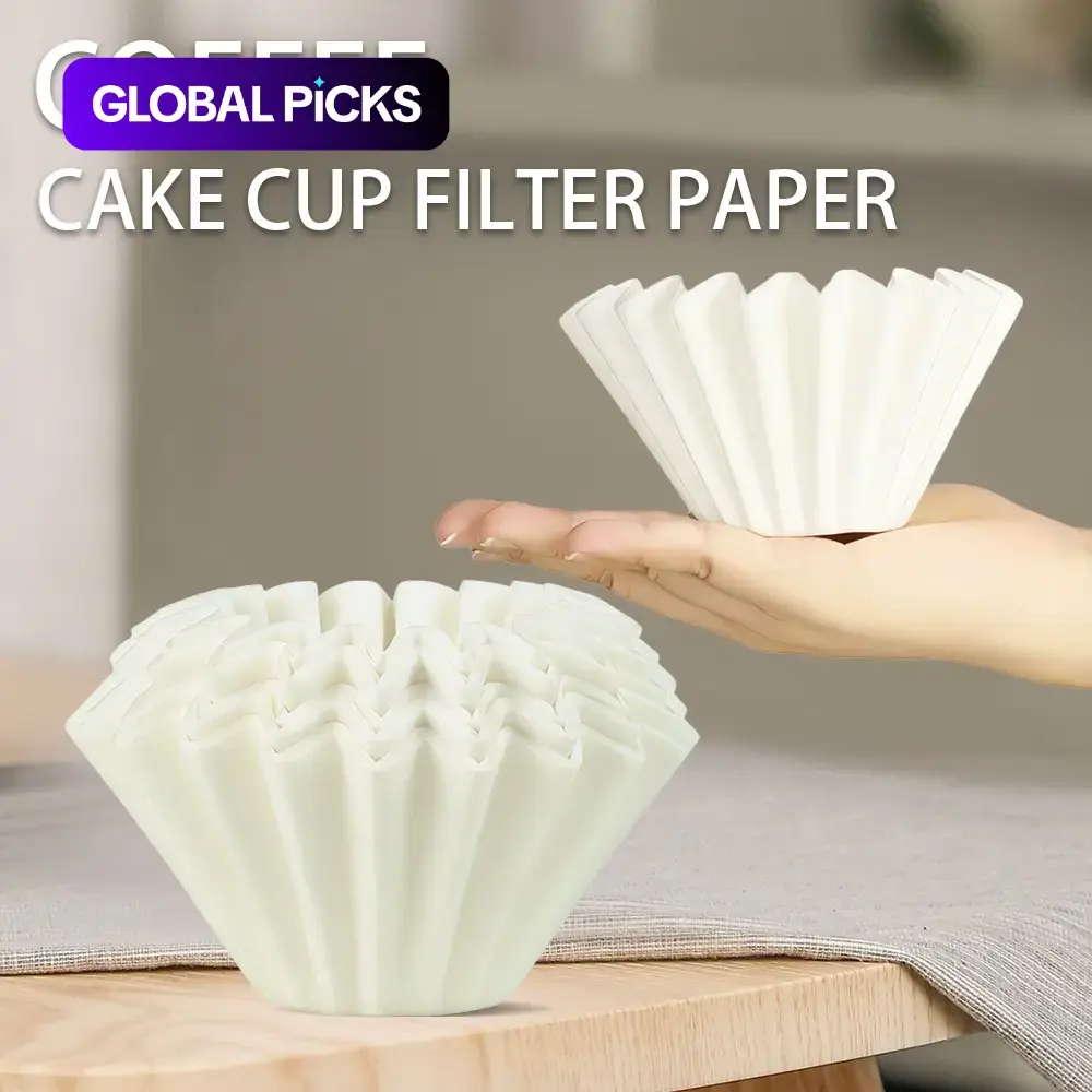 50pcs Cake Cup Coffee Filter Paper, Original Wood Pulp Coffee Filters, Disposable Wave Basket Type, Suitable for Drip Hand Brew Coffee, Kitchen, Home, Kitchenware #GLOBAL PICKS