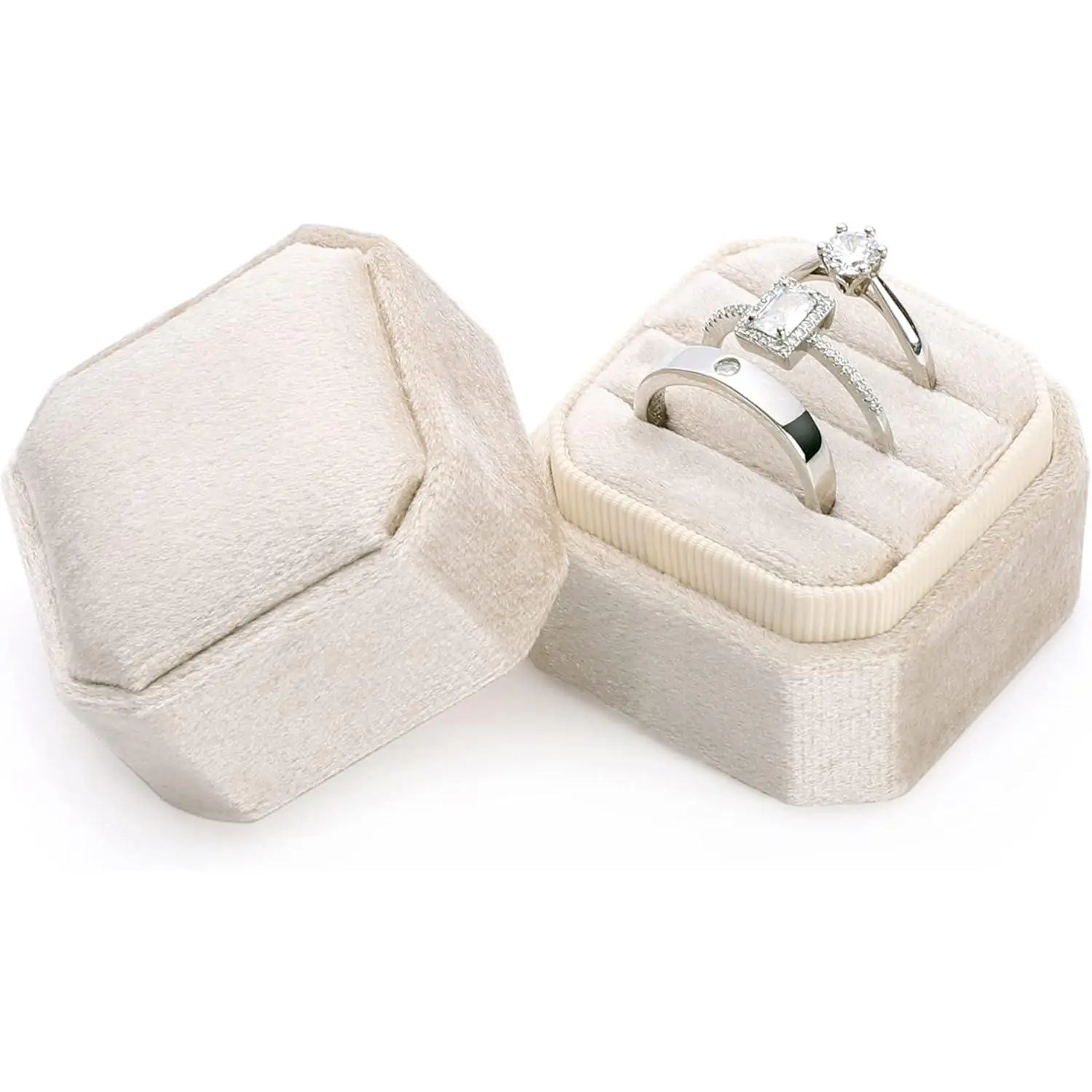 Ring Box 3 Slots Octagon  Ring Box for Wedding | 3 Slot Ring Box for Proposal, Engagement, Wedding Day