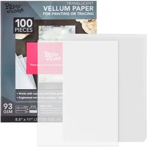 100 Sheets Vellum Paper 8.5 x 11 Inch, White Translucent Printable Tracing Paper for Inkjet & Laser Printers, Invitations, Sketching & Drawing