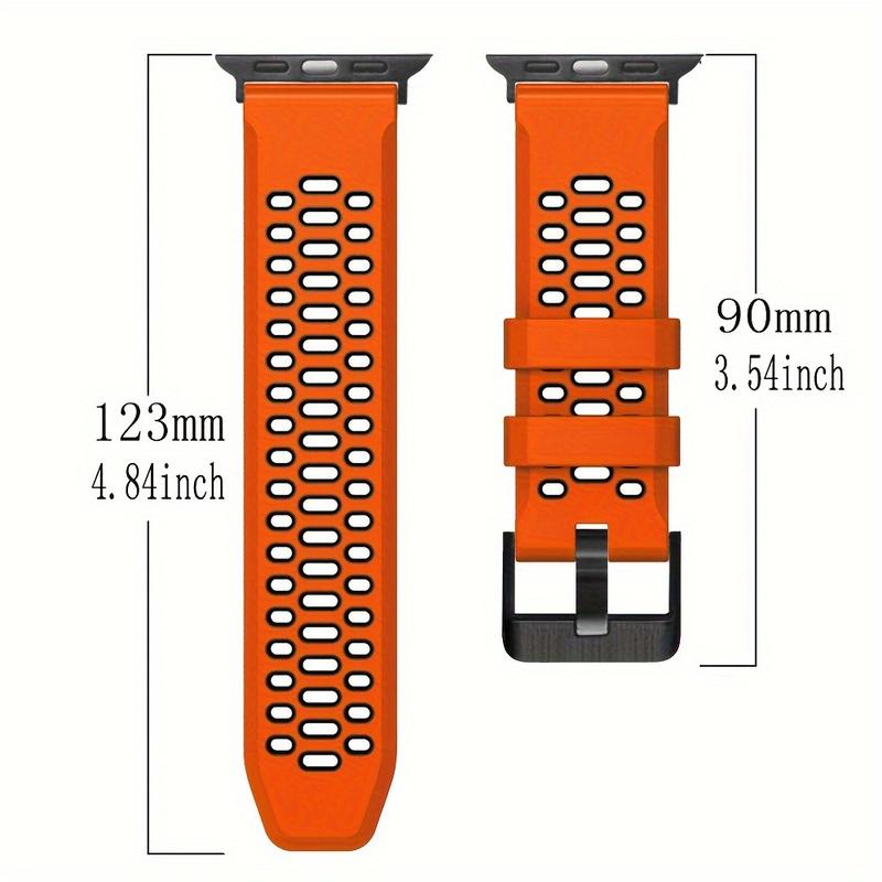 Adjustable Silicone Sports Band for Apple Watch Ultra 49mm, iWatch Series 10-3 - Durable, Comfortable Multi-color Wristband with Safety Buckle Closure, Activity Accessories | Perforated Design | Silicone Wristband,Apple Watch Accessories Wearable