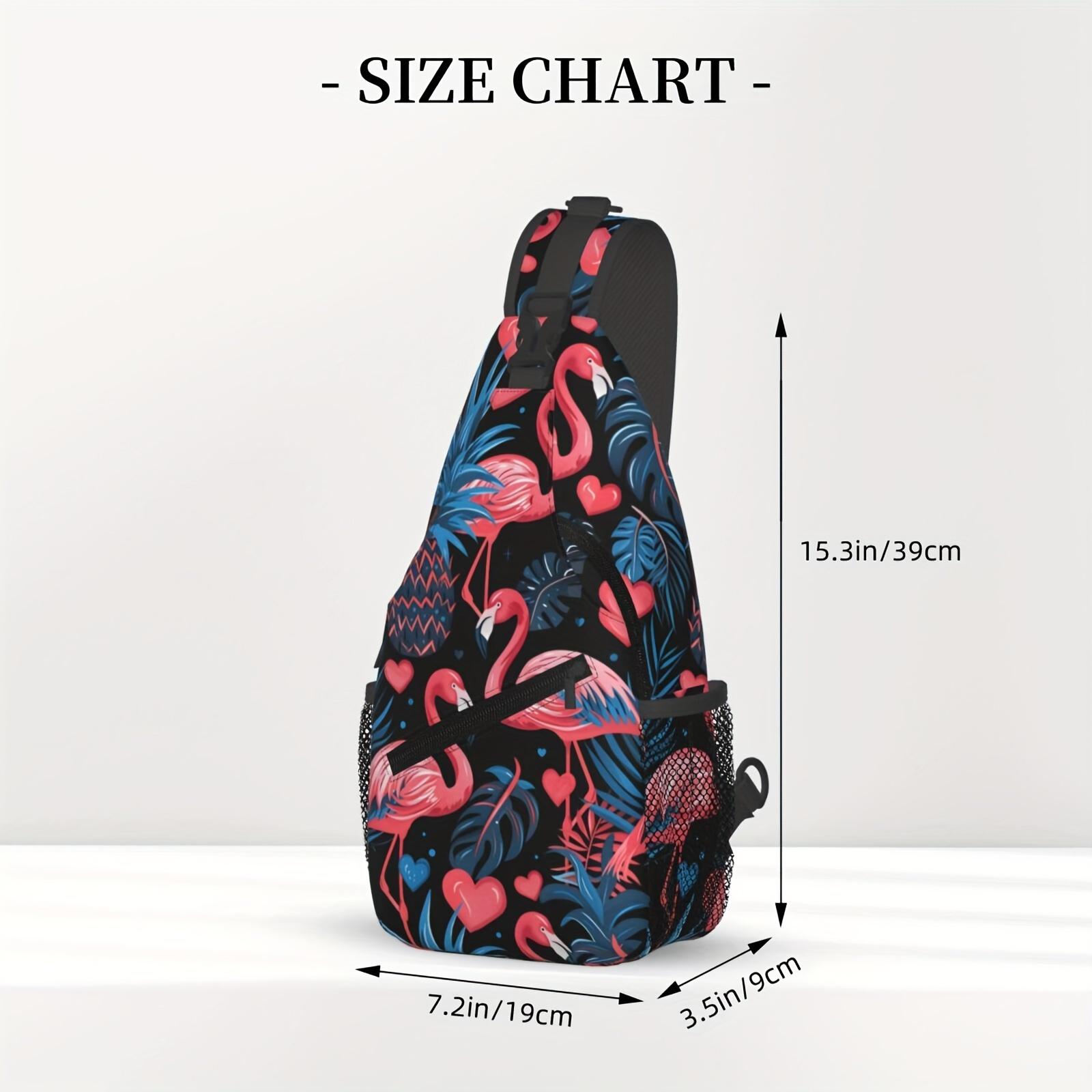 A Versatile Crossbody Chest Bag Designed for Hiking, Featuring a Stylish Palm-Leaf Flamingo Pattern. This Folding Backpack Offers Ample Storage And Durability, Making It Suitable for Shopping, Work, Leisure Travel, Beach Outings, Fishing