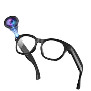 Men’s AI Smart Glasses with Camera, 1080P Video Recording, 4GB Memory Build-in(No TF Card Need),  Build-in Mic & Speakers, Bluetooth Calling,  AI Real Time Translation, WiFi Transfer, Type C Charging Support, 2 Lenses Total (Transparent +Black)