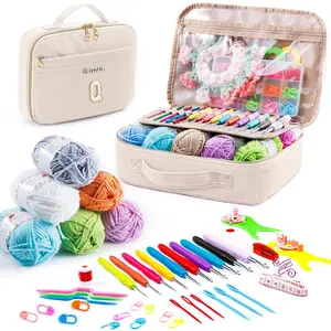 Initial Crochet Kit for Beginners with Yarn Storage Bag, 10 count Crochet Hooks 2.0-6.0 mm, 10 Skeins Yarn for Crocheting, Knitting Accessories, 58 count Crochet Starter Kit for Adults