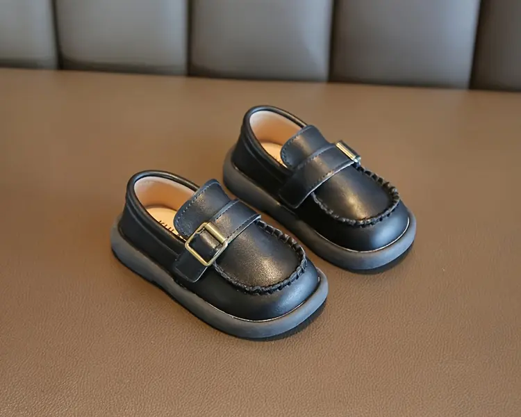 New Arrival British-Style Kids' Loafer Shoes - Round-Toe Synthetic PU Leather Low-Top Soft-Soled Flats, Rubber-Infused Comfortable and Stylish Toddler Footwear for School, Daily Casual, All-Season Use