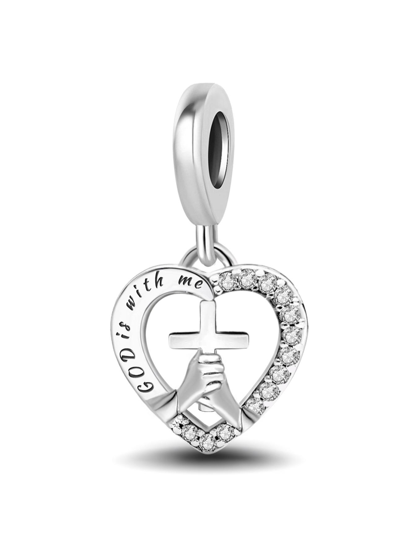 New Original Hot Sale Designed Silver Color Plated Charm Popular Exquisite Religious Beliefs Nun Cross Charm Pendant Ball Suitable for Bracelets Making Kits DIY Women Jewelry Gift Ladies Perfect Choice Daily Wear Decoration Anniversary Special Gift