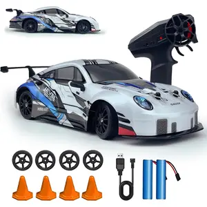 RC Drift Car 2.4GHz 1:24 Scale 4WD High Speed Remote Control Cars Vehicle with LED Lights Two Batteries and Drifting Tires Racing Sport Toy Cars for Adults Boys Girls Kids