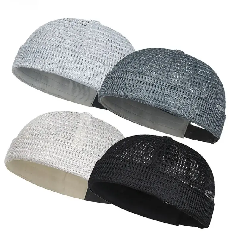 4 Pack Multi Color Hollow Mesh Skull Cap, Adjustable Unisex Brimless Landlord Hat, Soft Lightweight Breathable Year Round Headwear For Street Hip Hop Cycling Daily Outdoor Travel