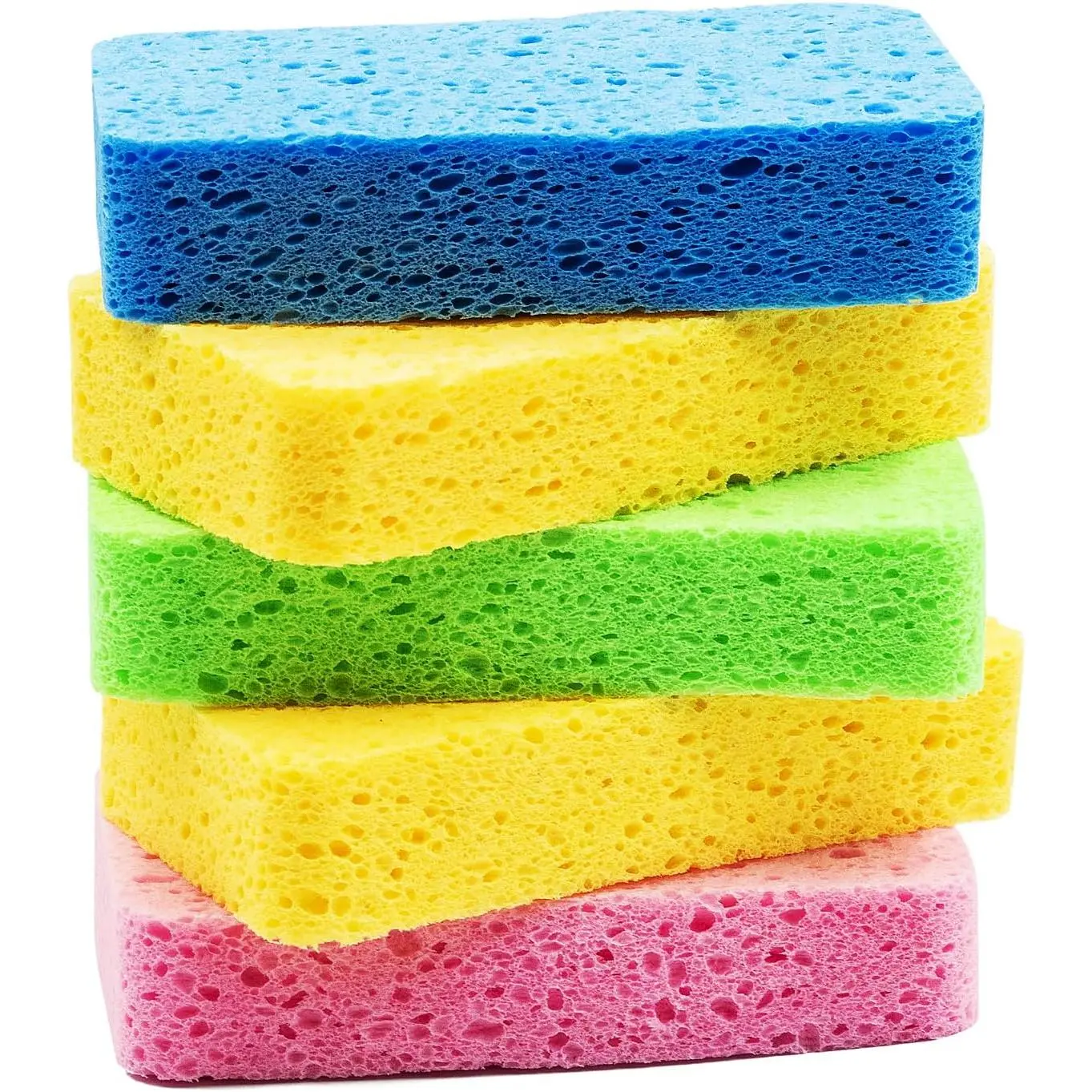 Large Cellulose Sponges, Kitchen Sponges for Dish, Thick Heavy Duty Scrub Sponges, Non-Scratch Scrubber for Household, Cookware, Bathroom, Compressed Packaging (5 Pack)