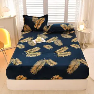 3pcs Winter Thick Warm Fuzzy Bed Fitted Sheet Set, Includes 1 Fitted sheet + 2 Pillowcases, Anti-Static Soft Fabric Single Double Queen size