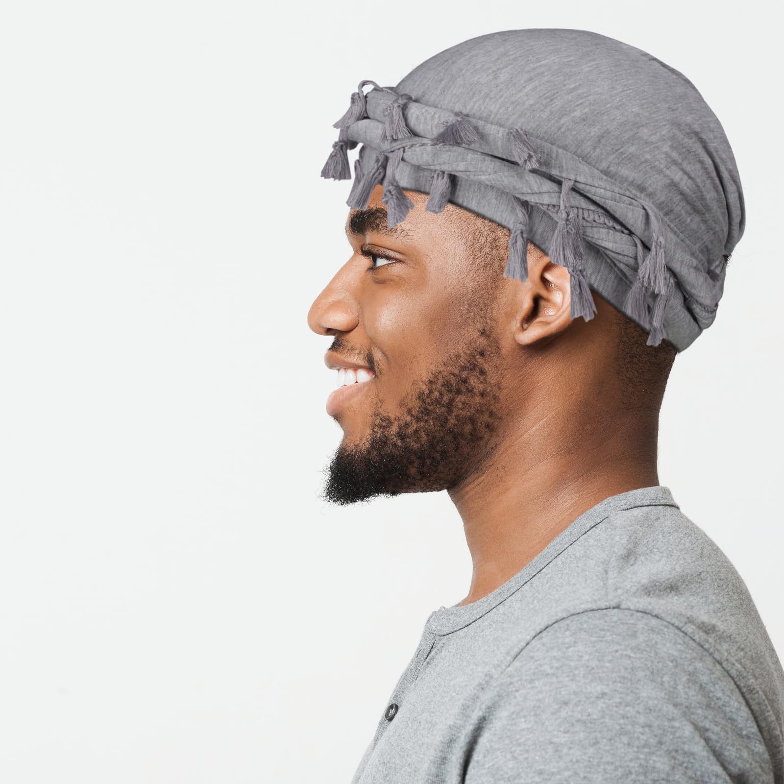 1/2 Pack Satin Lined Turban Durag for Men & Women - Pre-Tied Skull Cap with Tassels, Vintage Twist Beanie & Sleeping Bonnet Hair Cover