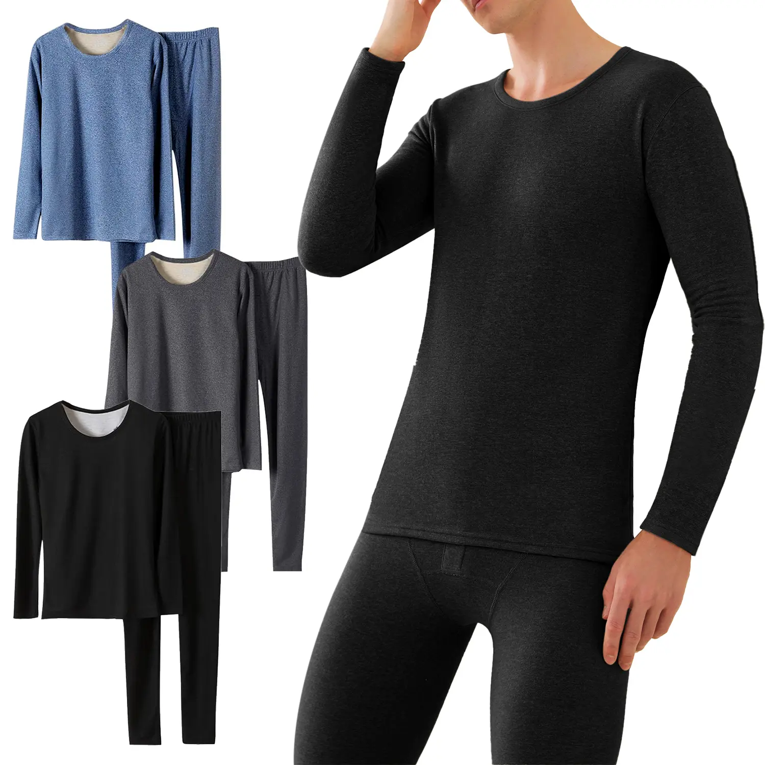 Men's Thermal Underwear Long Johns Fleece Lined Base Layer Top & Bottom For Winter and Autumn,Men Pajamas Set,Men Underwear,