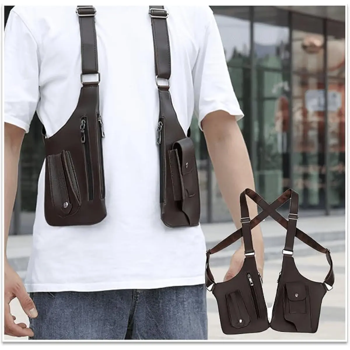 Double Shoulder Armpit Bag, Anti-Theft Hidden Underarm Strap Wallet Pouch – Phone Holster & Leisure Crossbody Bag