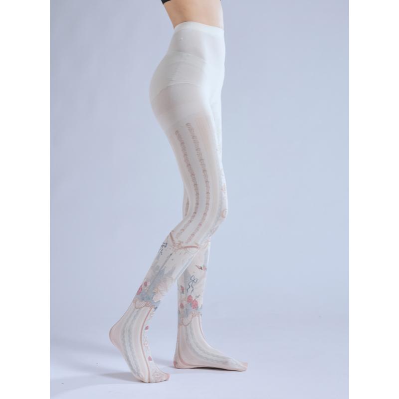 New Printed Pantyhose, Gorgeous Patterned White Pantyhose, Girl COS Socks, Cute With Comfortable Base Socks, Personalized Girly Socks butt pad lace  pajamas warm woman sexy  cloth
