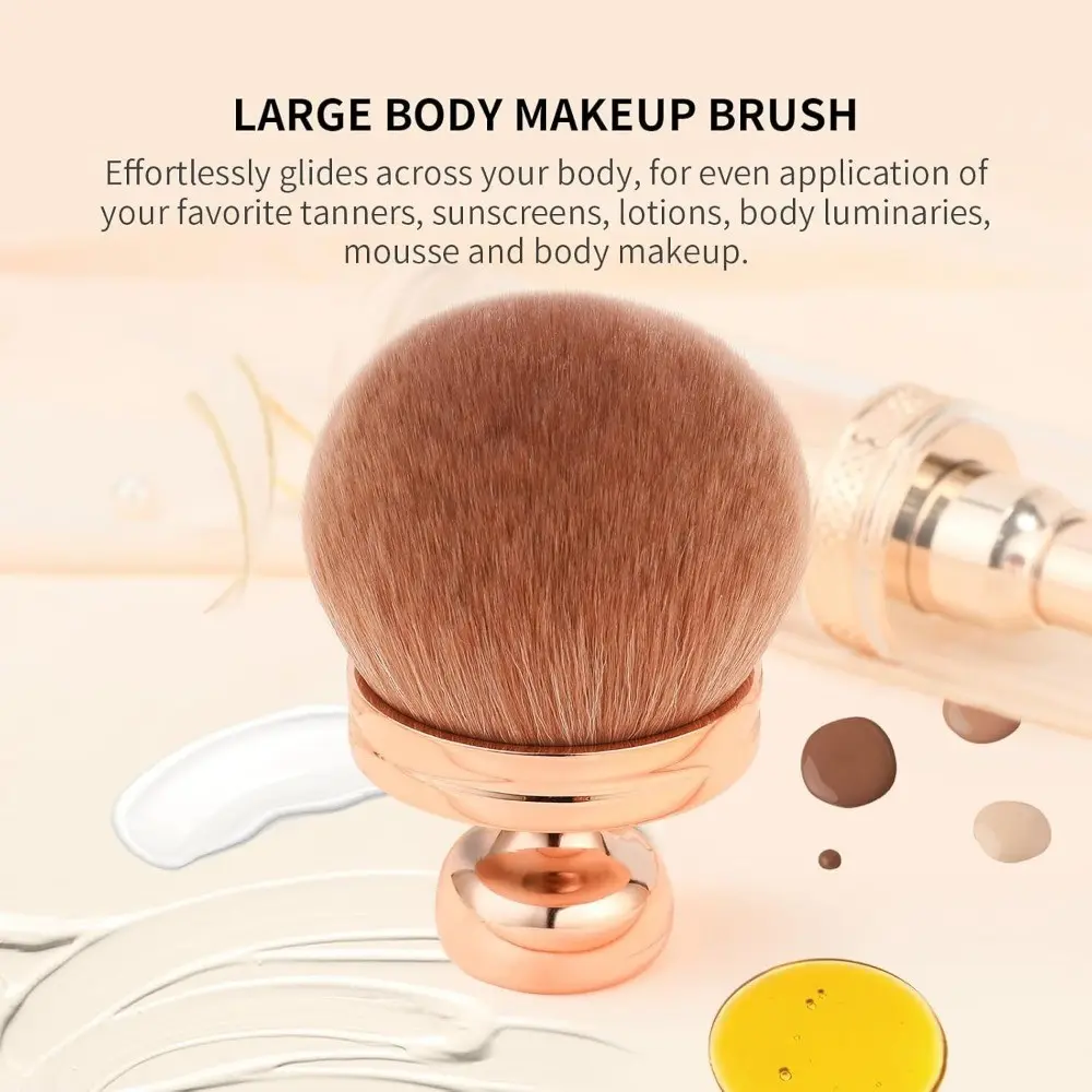 1pc Extra Large Copper Multi-Purpose Kabuki Brush Self-Tanning Back Applicator Flawless Smudge-Free Finish For Oval Face Legs Sunless Tanning Body Tool Multifunctional Makeup Brush