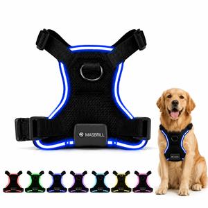LED Dog Harness for Night Walking – USB Rechargeable, Ultra Bright Reflective No Pull Dog Vest, Waterproof Adjustable Harness for Small Medium Large Dogs