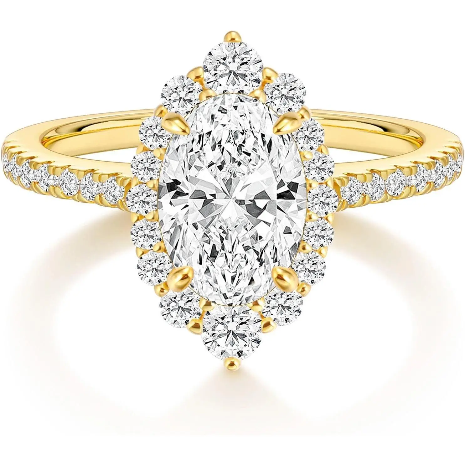 3CT Oval Cut CZ Engagement Rings for Women Halo Wedding Band | Cubic Zirconia, Wedding Promise Ring, Travel Ring, Marquise, White  Plated