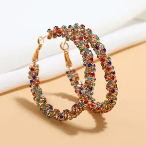 Fashionable and minimalist design, circular earrings that give a slimming effect, DDES0946 new cool style earrings with diamonds