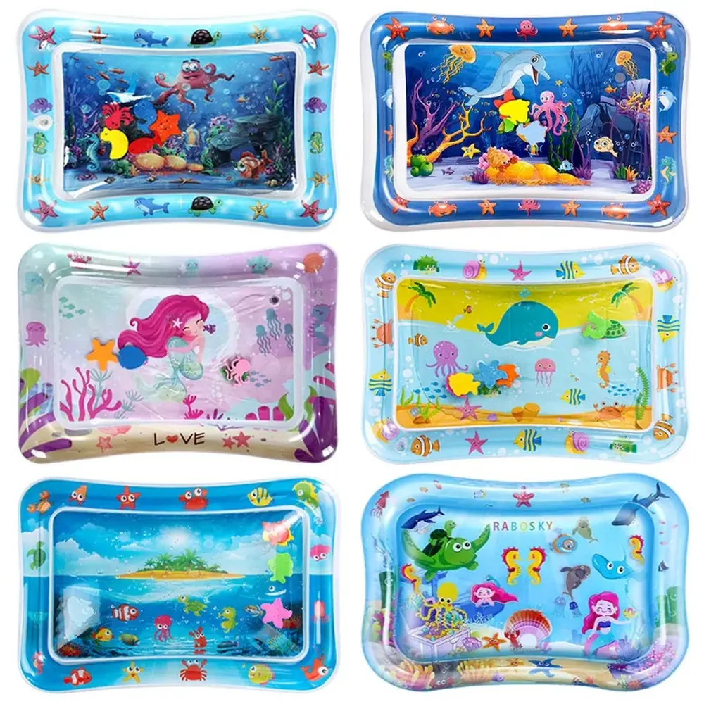 Inflatable Baby Tummy Time Water Play Mat PVC Infant Water Pad Early Developmental Activity Play Toy For Toddler Kids Indoor Home Play