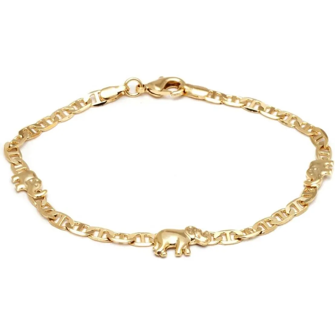 18K Gold Plated Flat Marina Elephant Anklet For Women - Made In Brazil